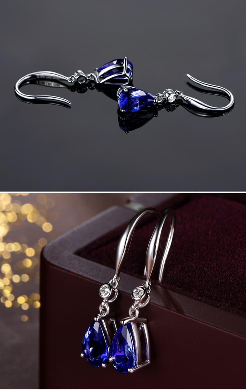 神秘的な輝き しずく型 天然石ピアス(タンザナイト) パワーストーン アクセサリー