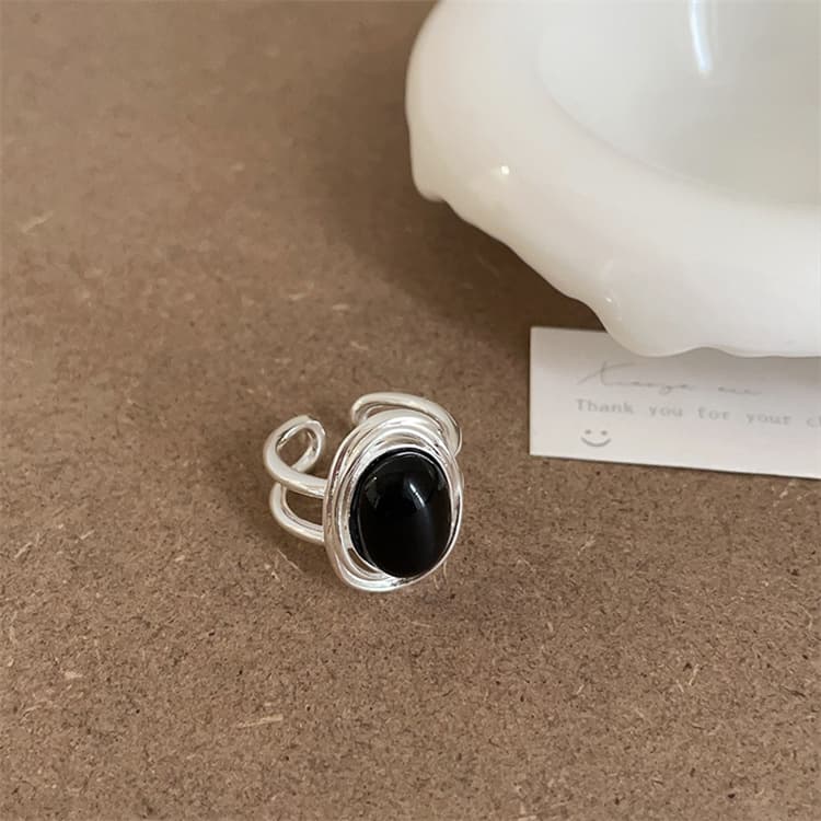 天然石指輪 韓国風 二重デザイン レトロ個性派 洗練された気質パワーストーン アクセサリー