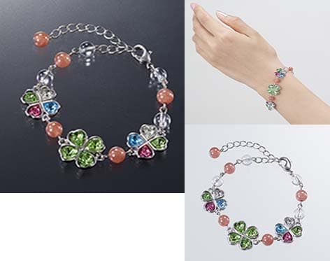 四つ葉の幸運パワーストーンブレスレット パワーストーン アクセサリー (水晶,インカローズ)