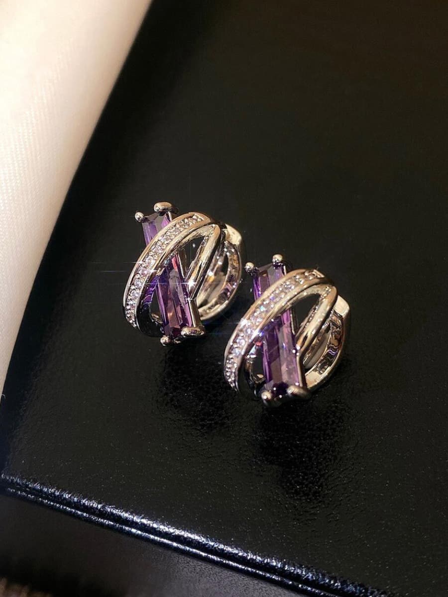 パワーストーン アクセサリー パワーストーン アクセサリー 神秘の交差 紫水晶フープピアス