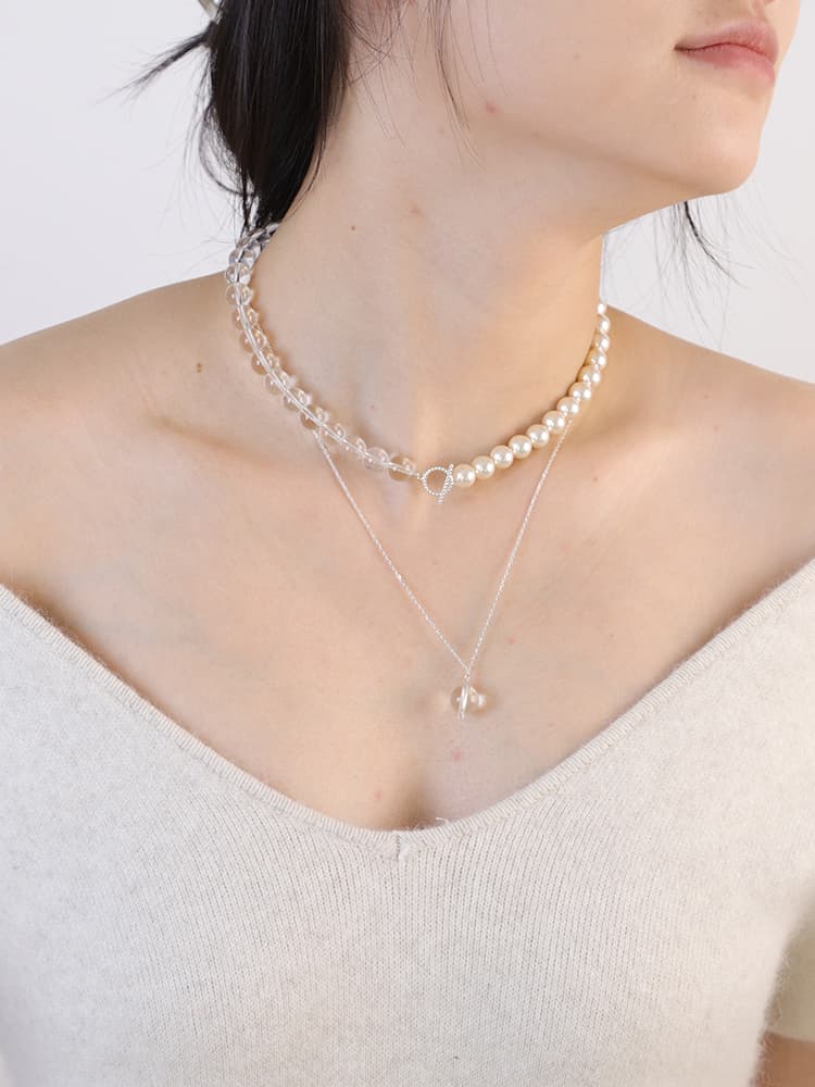 透明感と優雅さの二連ネックレスパワーストーン アクセサリー
