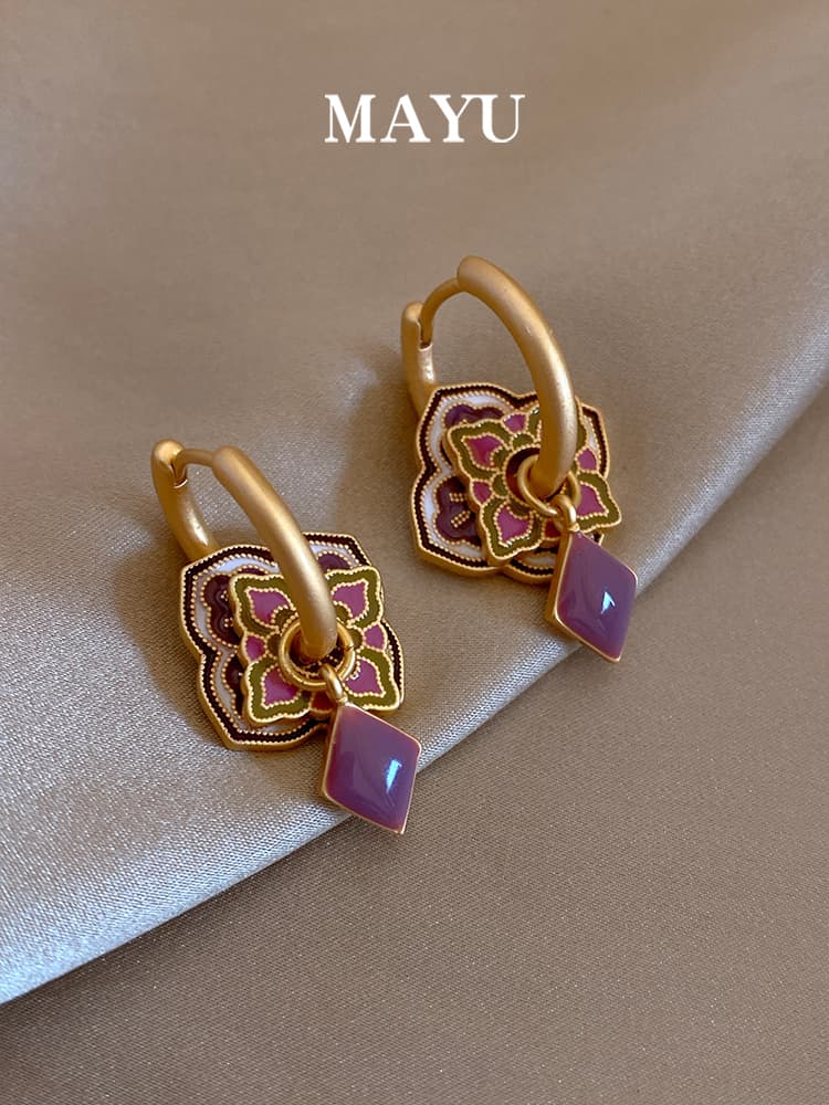 花蓮の恵み 菱形ピアスパワーストーン アクセサリー