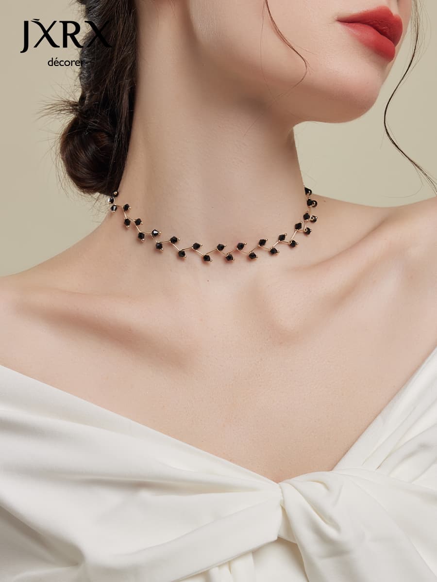 結晶の輝き 黒水晶チェーンネックレス パワーストーン アクセサリー
