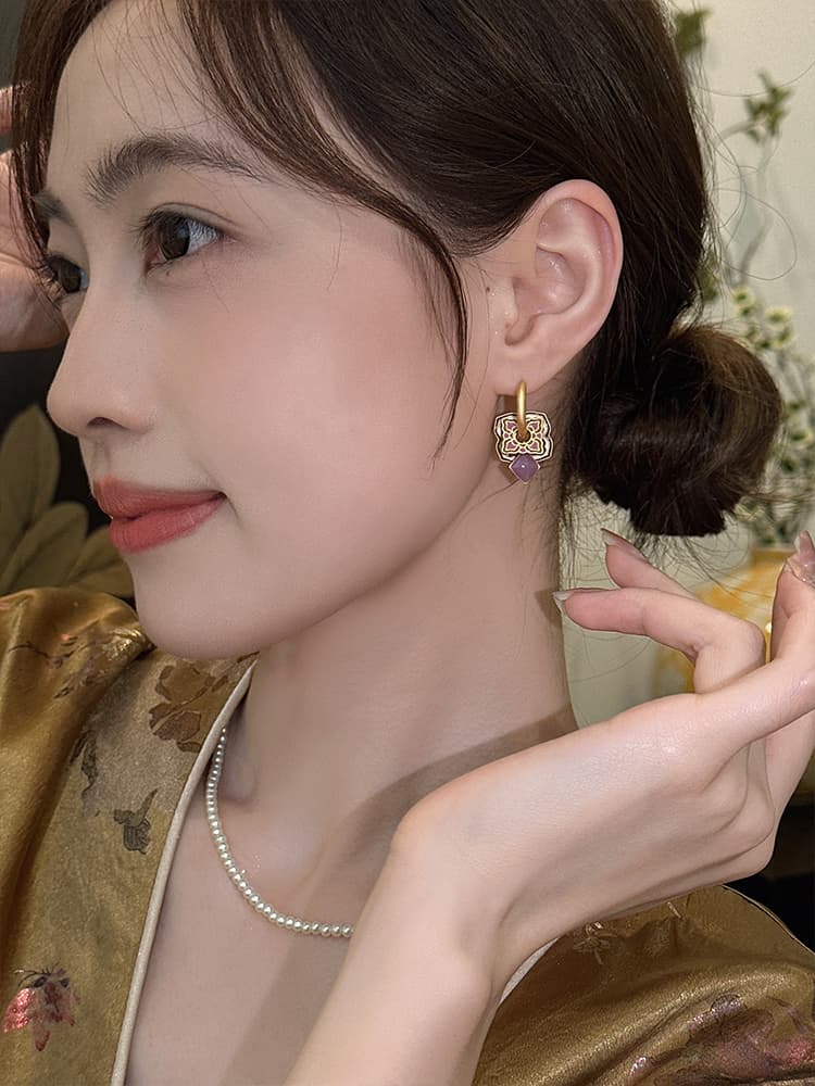 花蓮の恵み 菱形ピアスパワーストーン アクセサリー